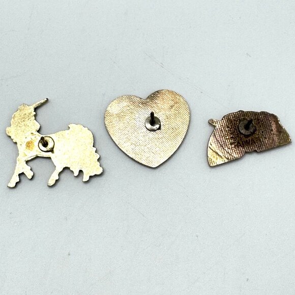Set Of 3 Vintage Unicorn Enamel Pin Brooch Gold Tone Heart Rainbow Black Retro - Picture 3 of 9